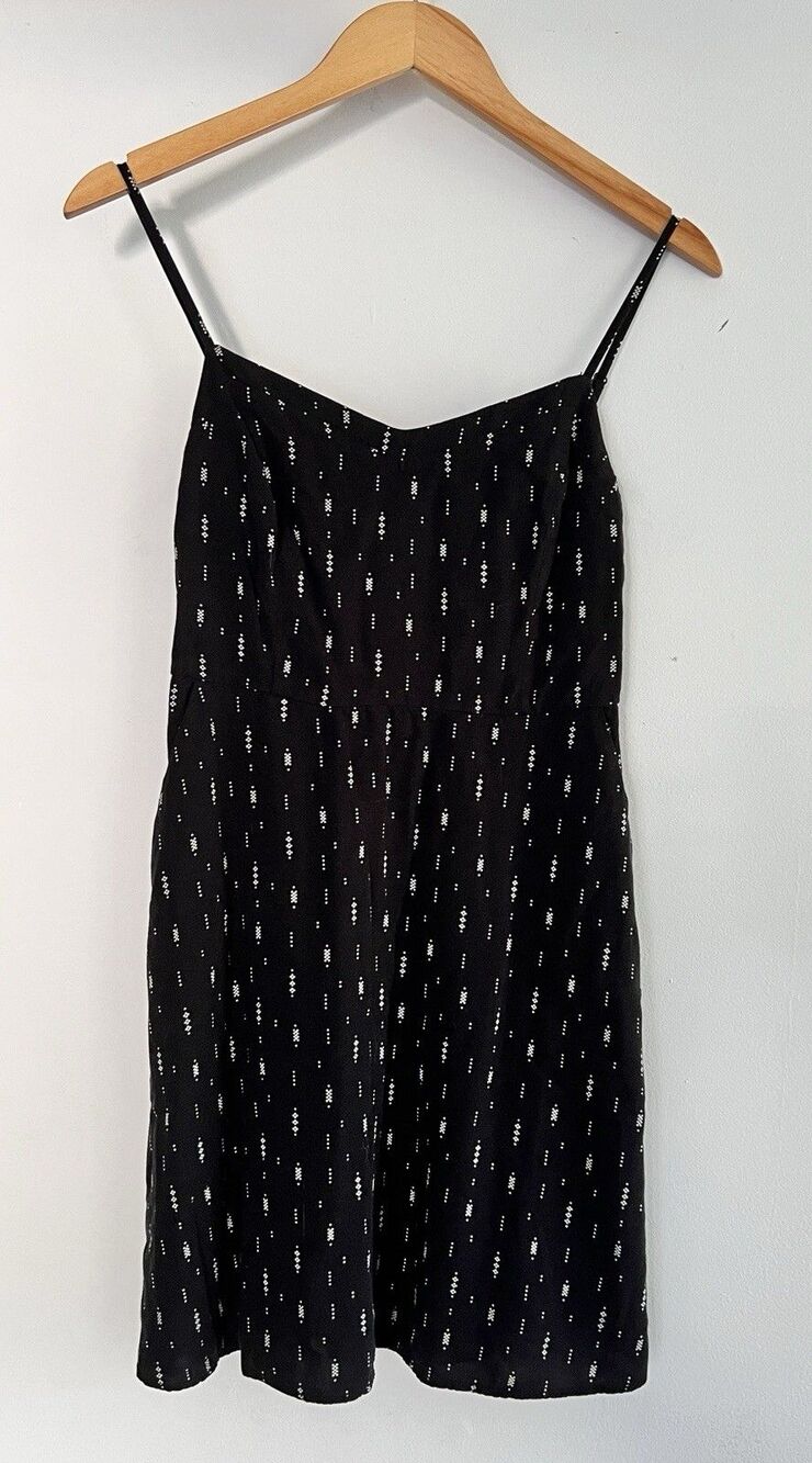 Women’s SO Large Black White Sundress Pockets Summer Dress